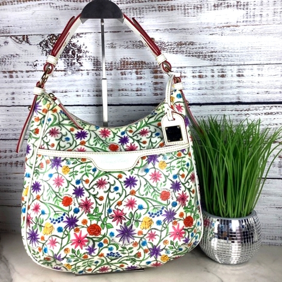 Dooney & Bourke White Floral Hand shoulder Bag Summer Purse Satchel - Picture 1 of 17